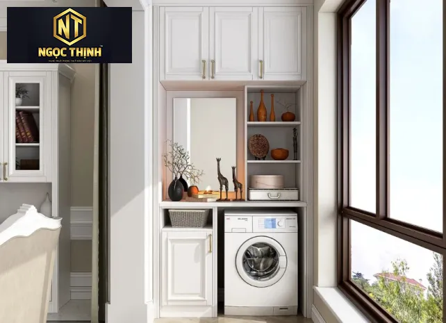 TỦ MÁY GIẶT KẾ HỢP TỦ TIỆN LỢI GỌN GÀNG ĐA NĂNG MẪU 06